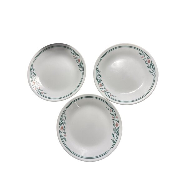 Corelle Rosemarie Pattern 6.75-Inch Bread Plates Set Of 3 Made In USA - Picture 1 of 5